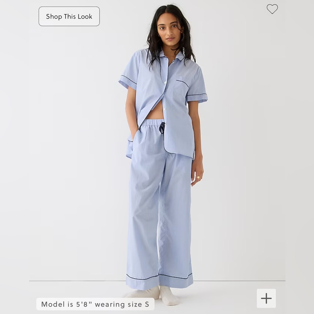 J. Crew cotton pajama set, light blue, short sleeve